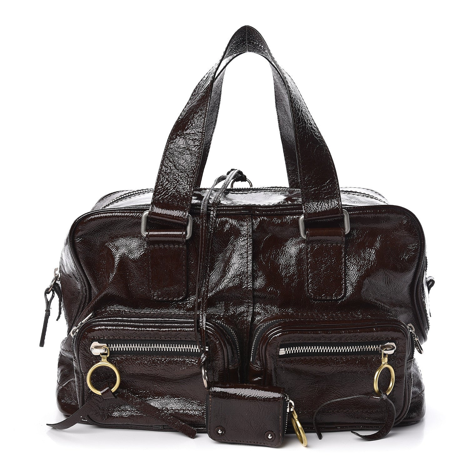Chloe Crinkled Patent Betty Shoulder Bag Chocolate 1 of 12