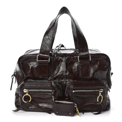 Chloe Crinkled Patent Betty Shoulder Bag Chocolate 1 of 12