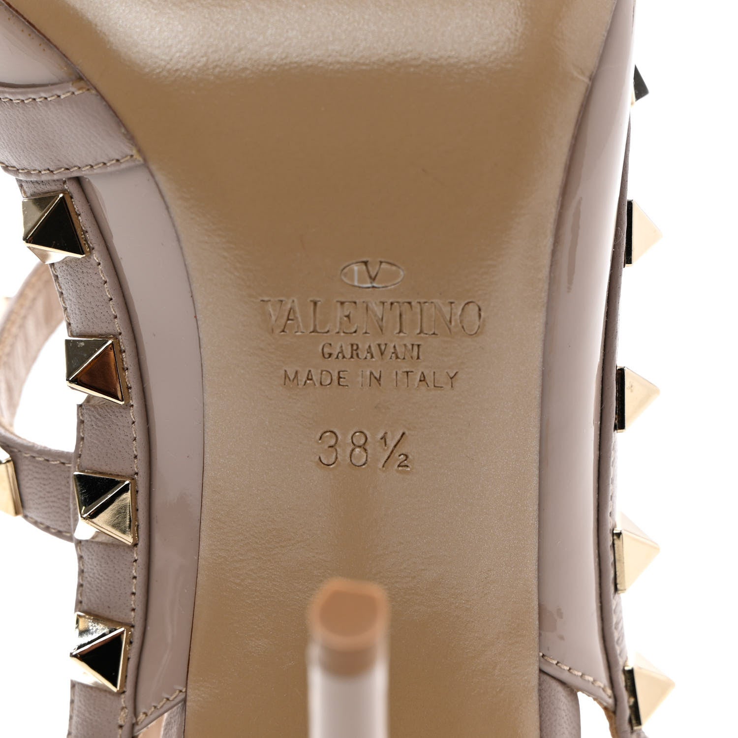 Valentino Garavani Patent Rockstud Ankle Strap Pumps 38.5 Poudre 8 of 9