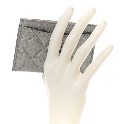 Chanel Metallic Caviar Quilted Card Holder Silver 2 of 11