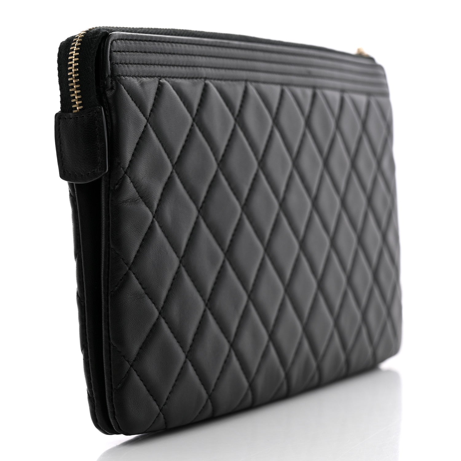 Chanel Lambskin Quilted Small Boy Zipped Pouch Black 3 of 9