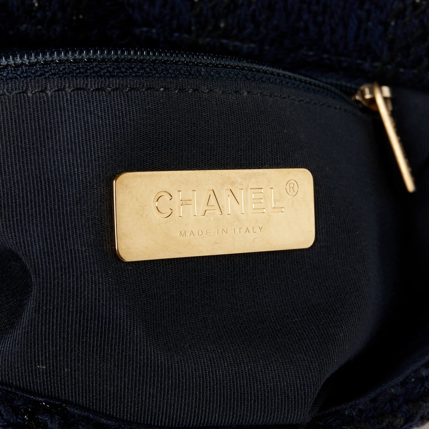 Tweed Quilted Medium Chanel 19 Flap Navy Blue Black