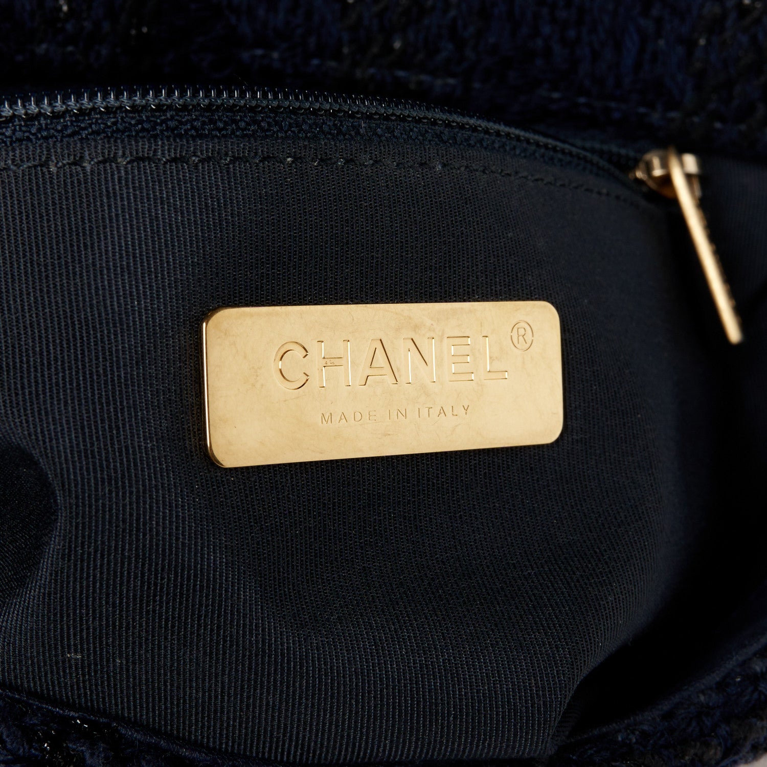 Chanel Tweed Quilted Medium Chanel 19 Flap Navy Blue Black 6 of 10