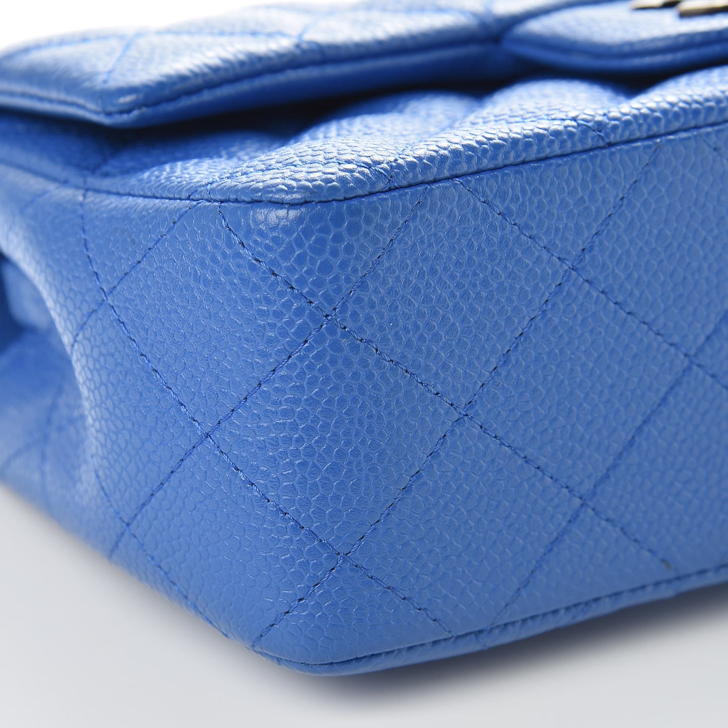 Caviar Quilted Mini Rectangular Flap Blue