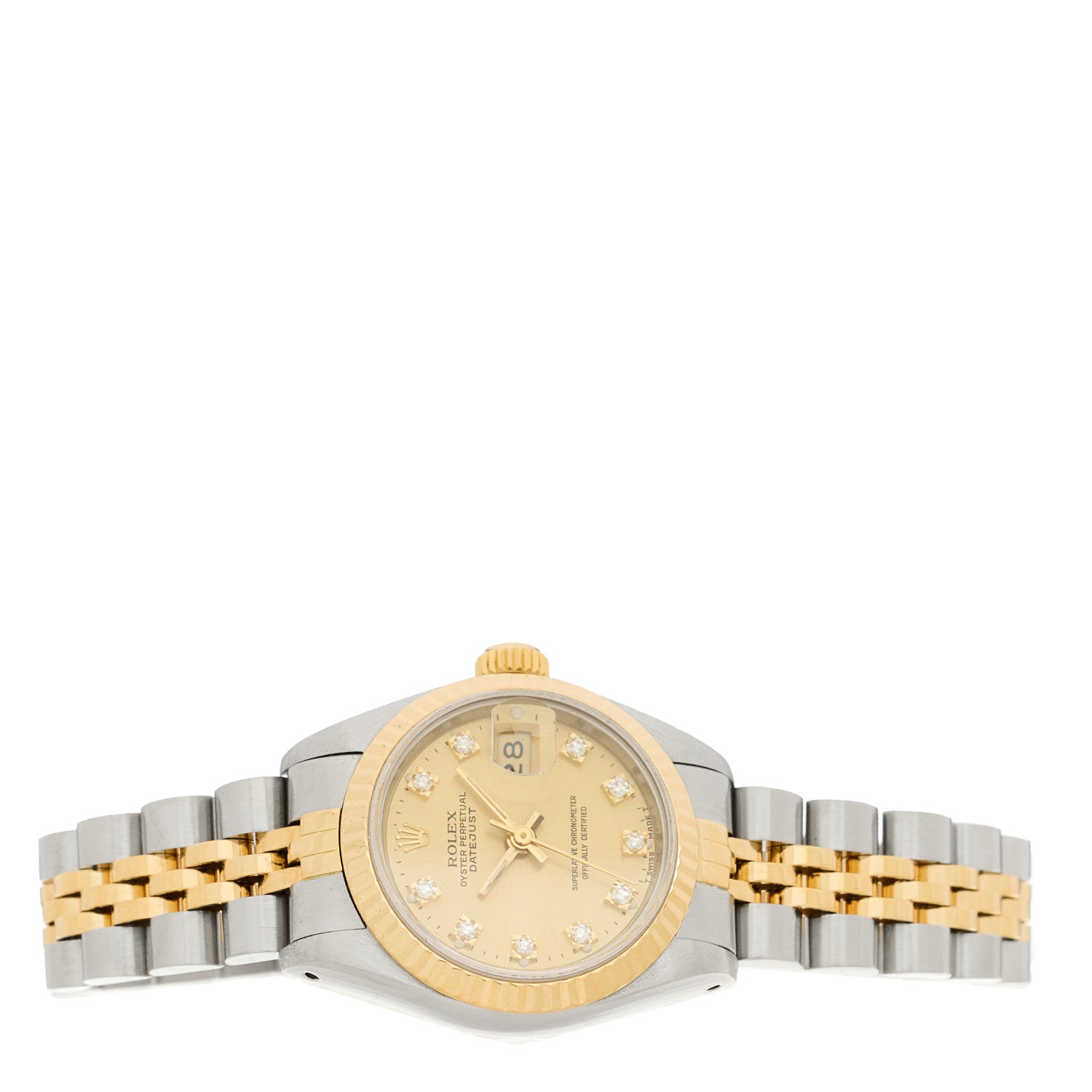 Rolex Stainless Steel 18K Yellow Gold Diamond 26mm Oyster Perpetual Datejust Watch Champagne 69173 2 of 4