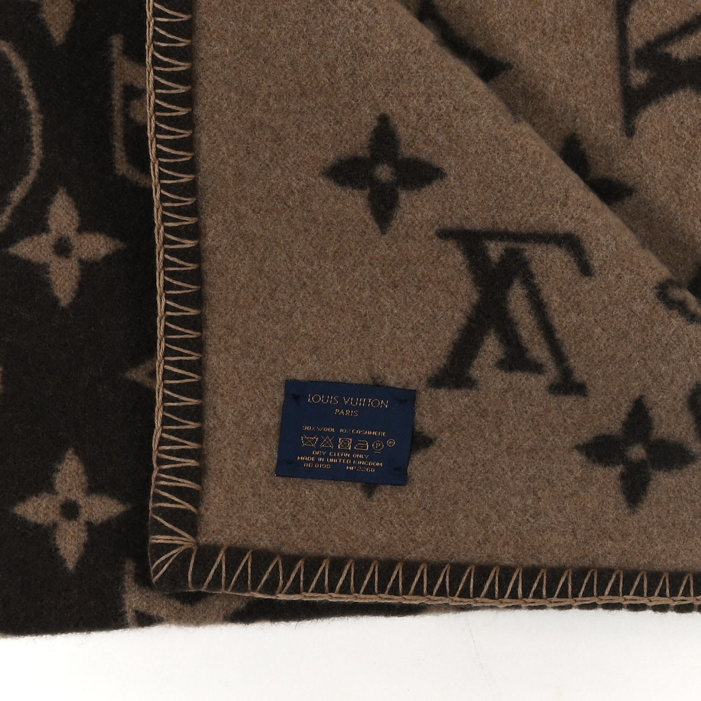 Wool Cashmere Catogram Small Blanket Brown