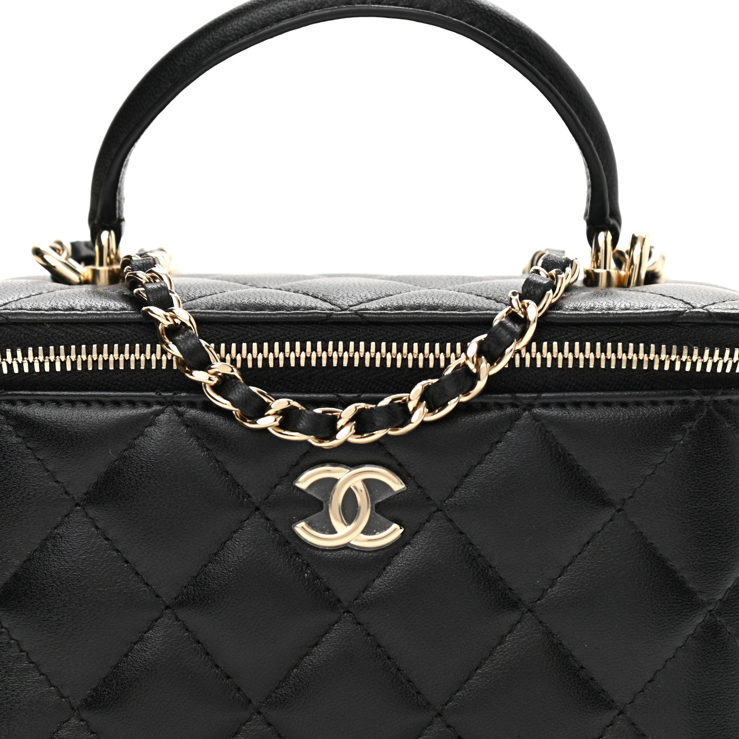 Chanel Lambskin Quilted Small Top Handle Vanity Case With Chain Black 8 of 10