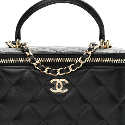 Chanel Lambskin Quilted Small Top Handle Vanity Case With Chain Black 8 of 10
