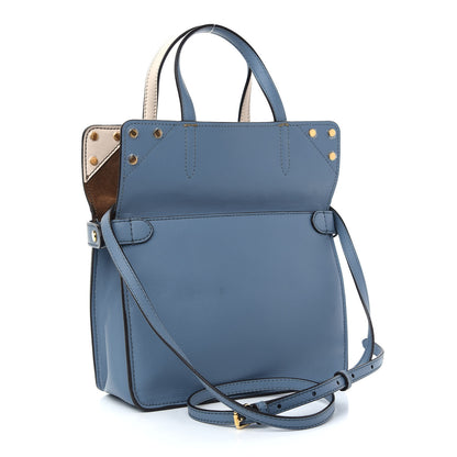 Fendi Vitello Grace Suede Small Flip Tote Azzurro Merlino Marrone Camelia 5 of 10