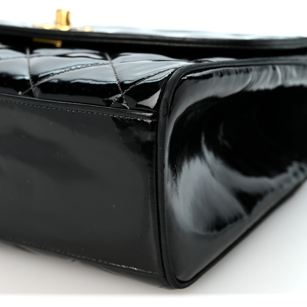 Patent Quilted Small Kelly Flap Bag Black