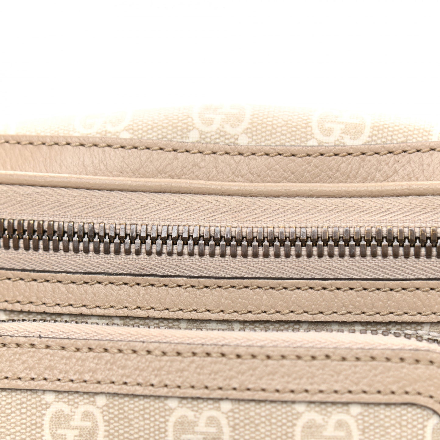 GG Supreme Monogram Textured Calfskin Web Retro Interlocking G Belt Bag Beige Mystic White Oatmeal