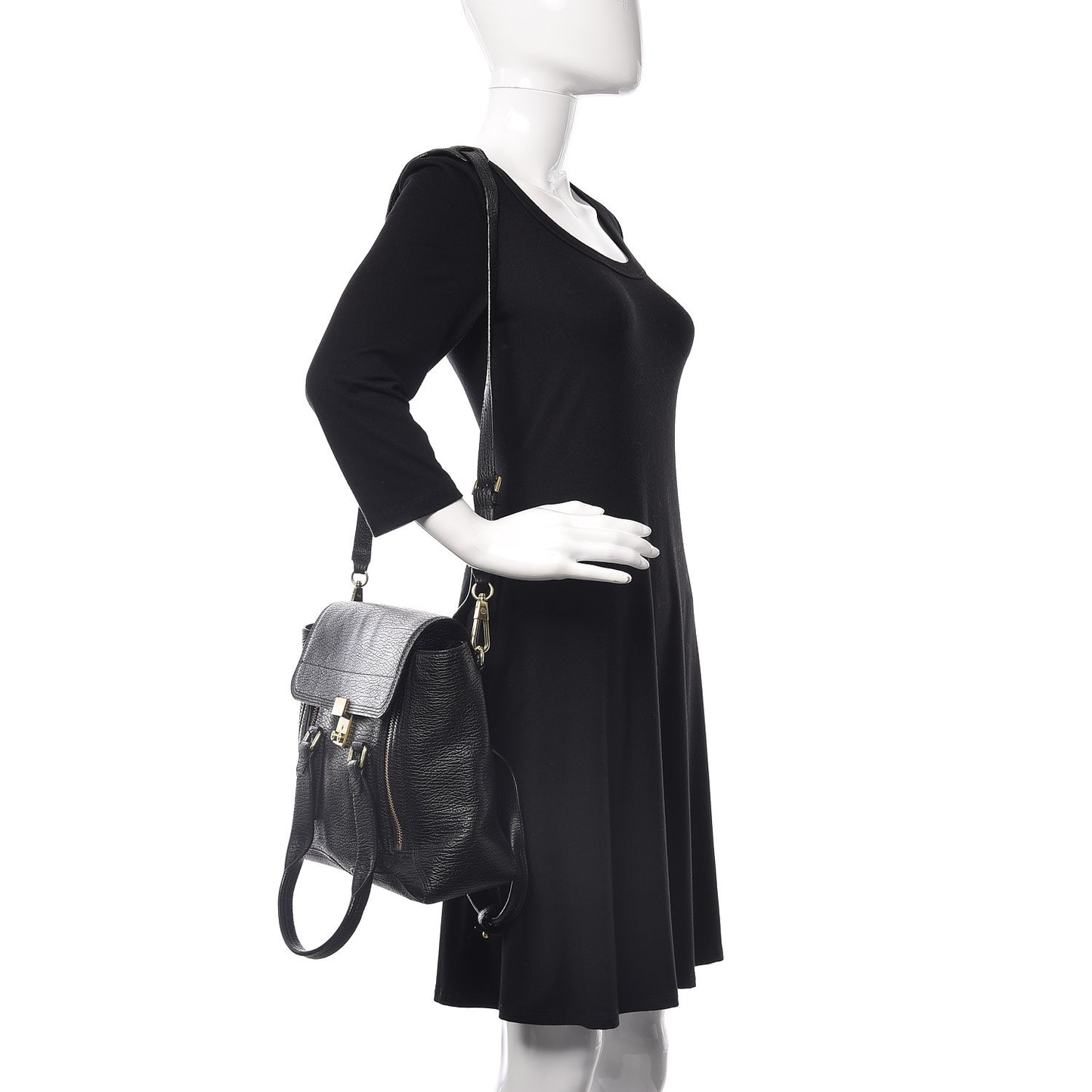 3.1 Textured Calfskin Medium Pashli Satchel Black