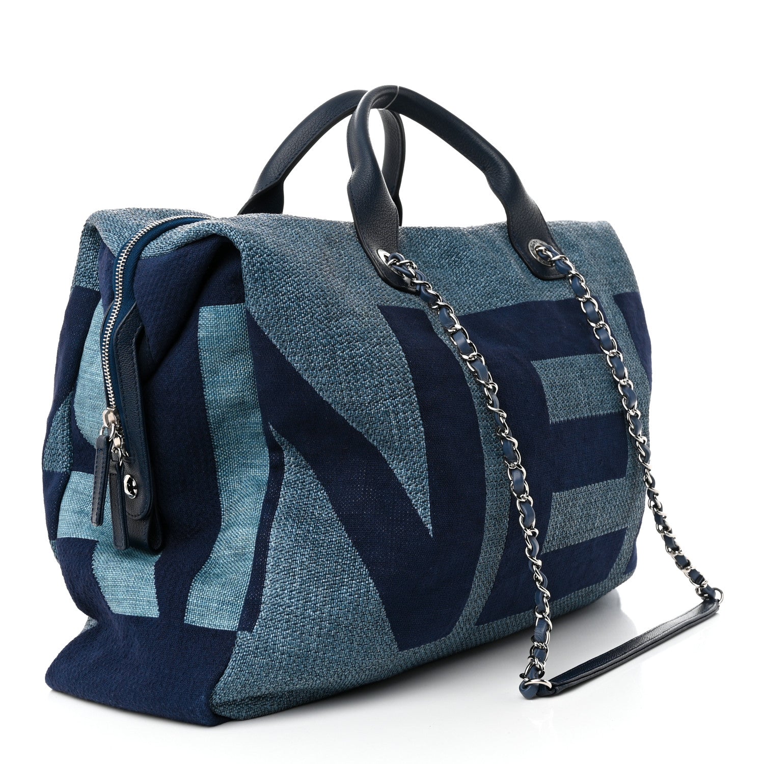 Chanel Canvas Maxi Bowling Bag Blue 3 of 11