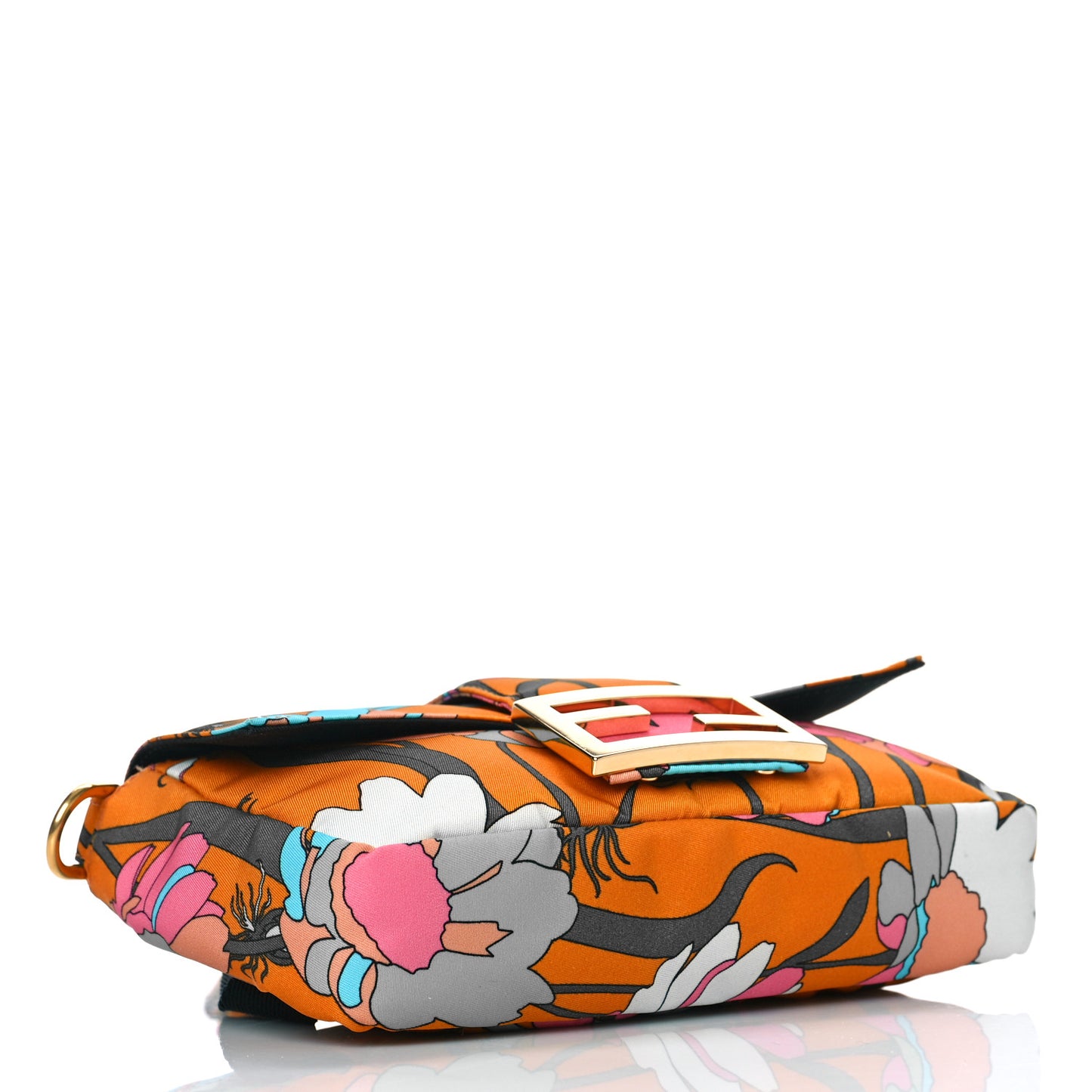 Nylon Vitello Century Opaco All Over Floral Belt Baguette Aranciata Burnt Orange
