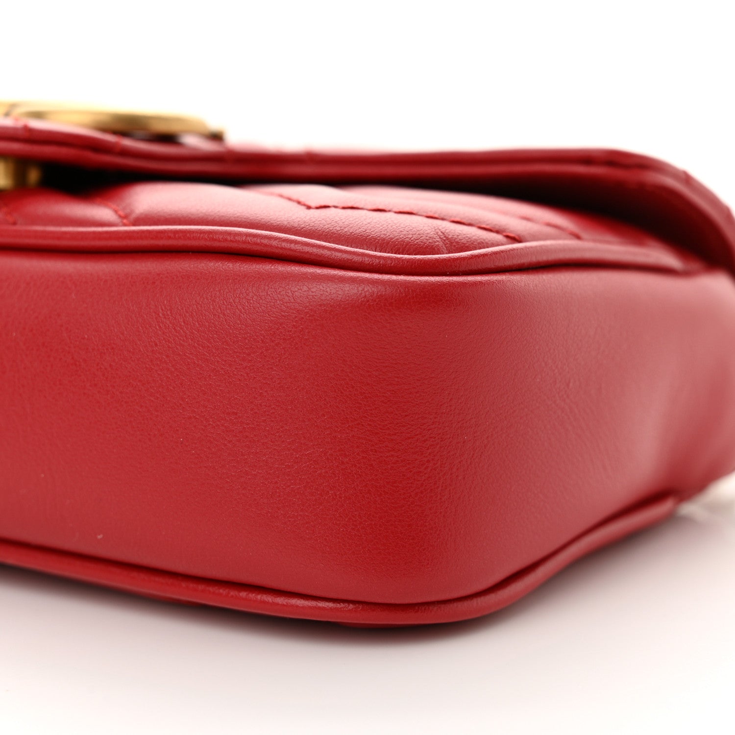 Gucci Calfskin Matelasse Super Mini GG Marmont Shoulder Bag Hibiscus Red 10 of 11