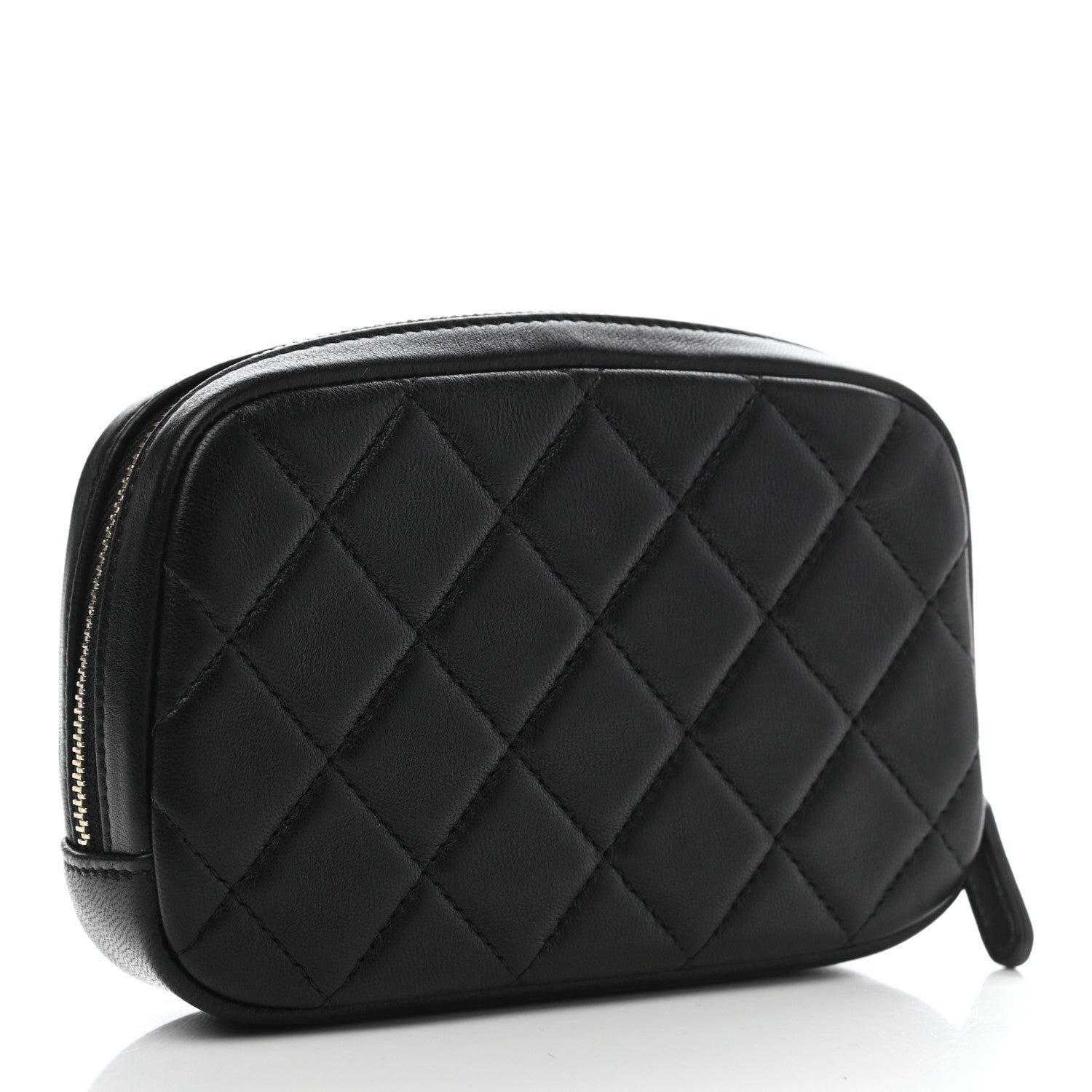 Chanel Lambskin Quilted Small Curvy Pouch Cosmetic Case Black 3 of 8