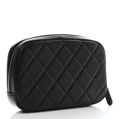 Chanel Lambskin Quilted Small Curvy Pouch Cosmetic Case Black 3 of 8