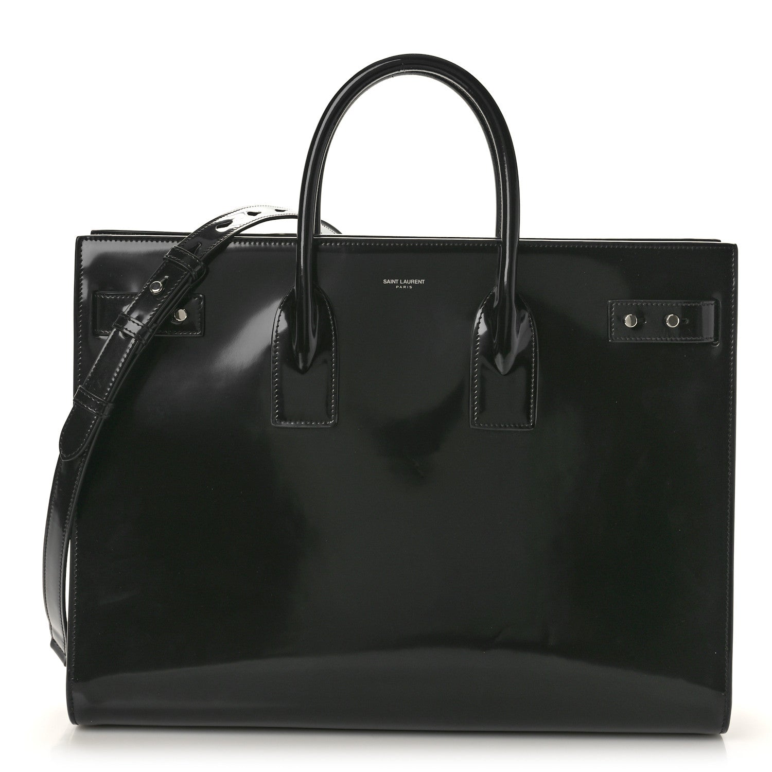Saint Laurent Patent Calfskin Large Thin Sac De Jour Black 1 of 11