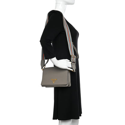 Prada Vitello Daino Crossbody Flap Argilla 2 of 13