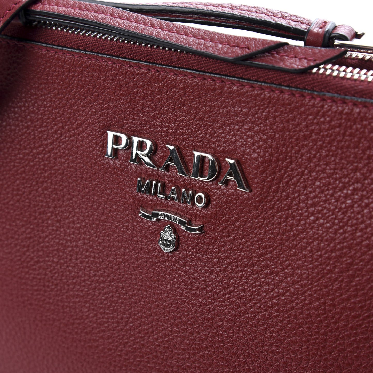 Vitello Phenix Double Zip Crossbody Bag Rubino