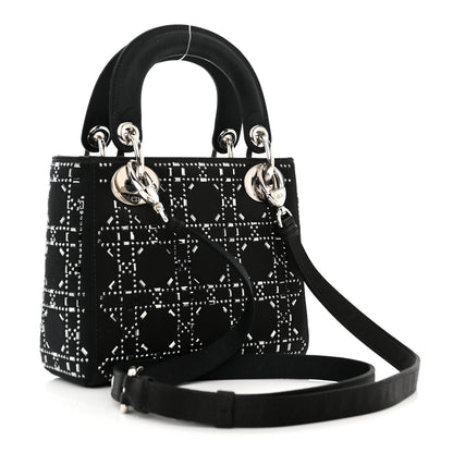 Christian Dior Satin Crystal Cannage Mini Lady Dior Black 3 of 9