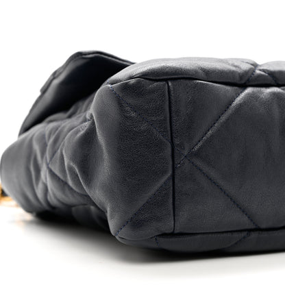 Chanel Goatskin Quilted Large Chanel 19 Flap Navy Blue 8 of 9