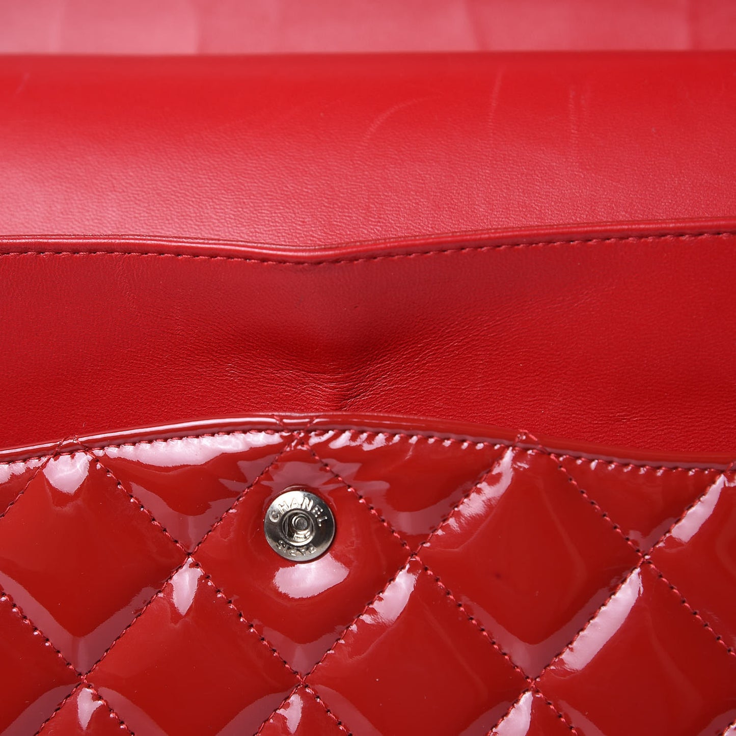 Patent Quilted Maxi Double Flap Red