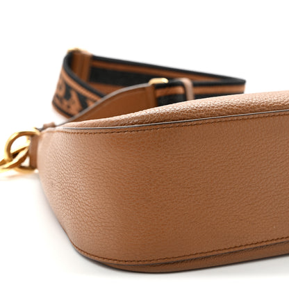 Prada Vitello Daino Soft Zippered Hobo Shoulder Bag Caramel 8 of 9