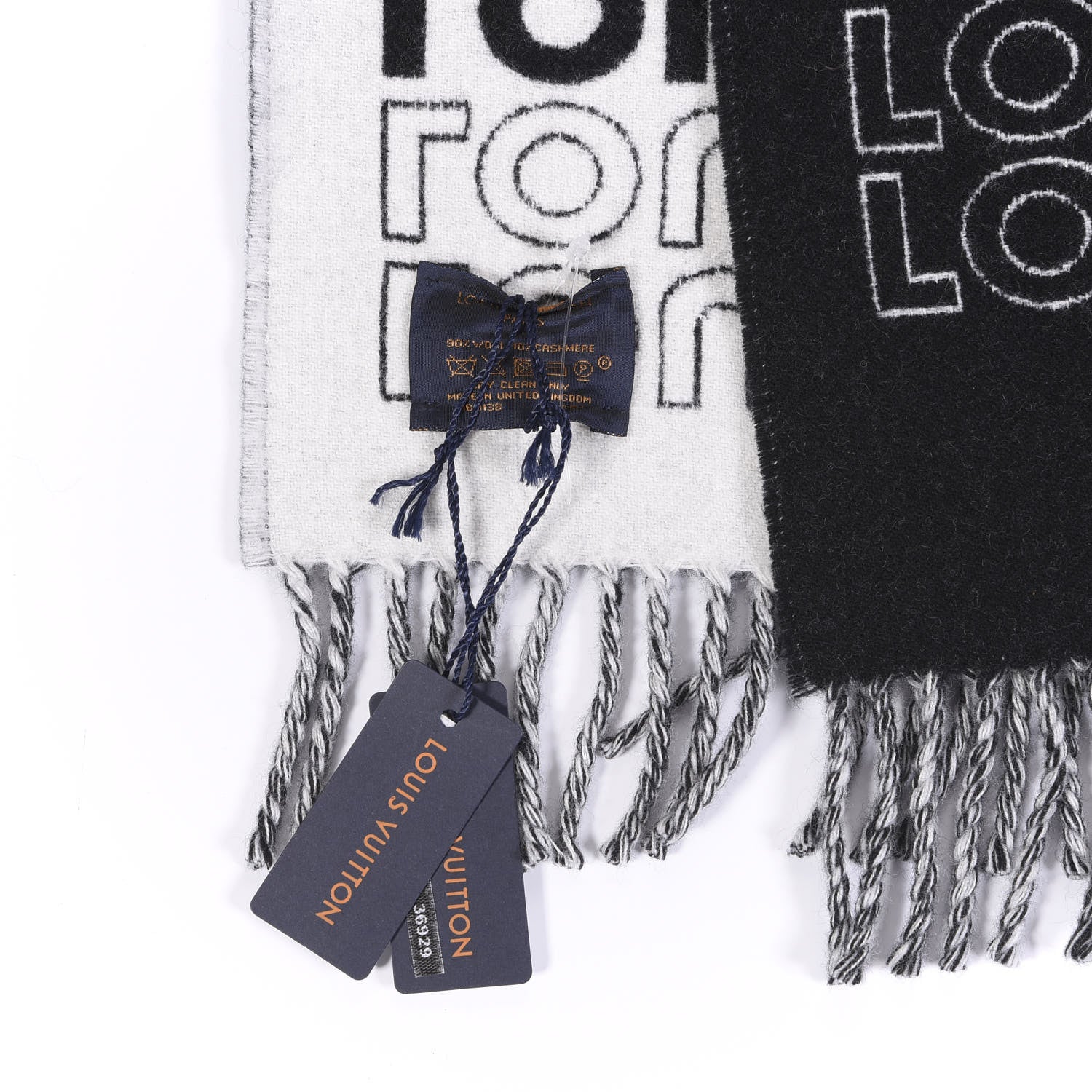 Louis Vuitton Wool Cashmere Scarf Black 3 of 4