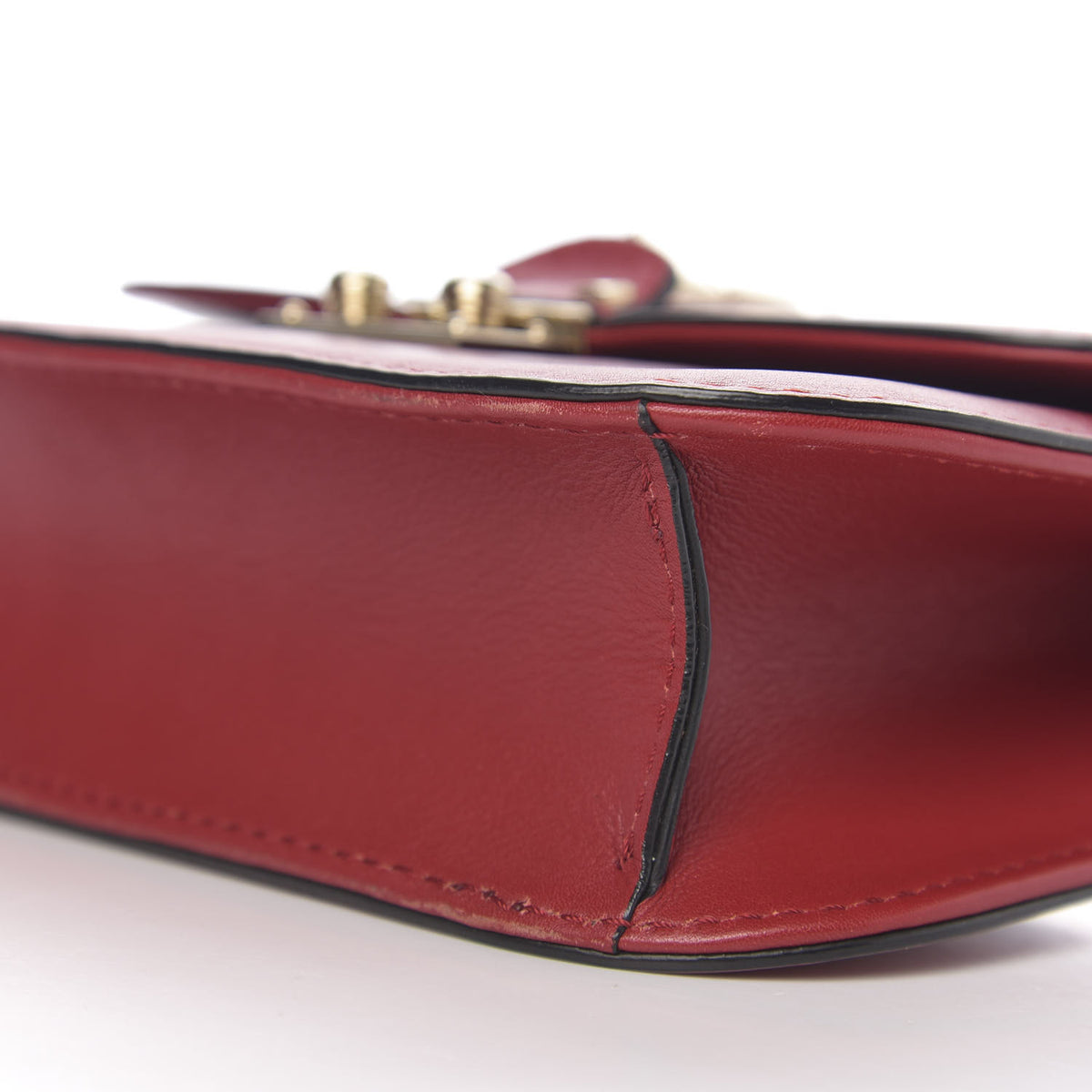 Vitello Small Glam Lock Rockstud Flap Red