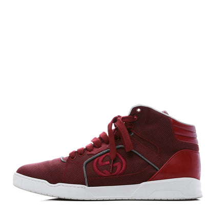 Gucci Baling Fabric Nappa Moorea Interlocking G Mens High Top Sneakers 9 Rosso Griggio 1 of 8