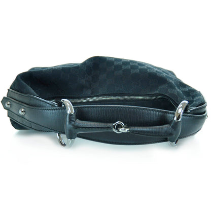 Gucci Monogram Medium Horsebit Chain Hobo Black 7 of 11