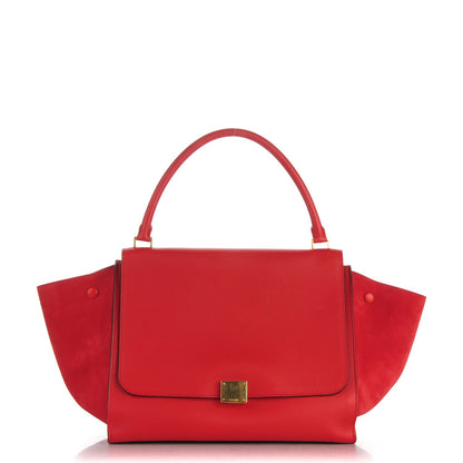 Celine Drummed Calfskin Suede Large Trapeze Coquelicot 1 of 10