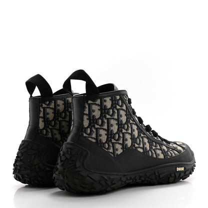 Christian Dior Jacquard Rubber Oblique Mens B28 High Top Sneakers 42 Black Blue 4 of 9