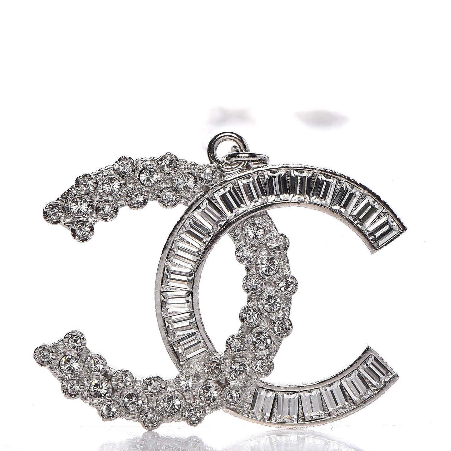 Baguette Crystal Large CC Necklace Silver