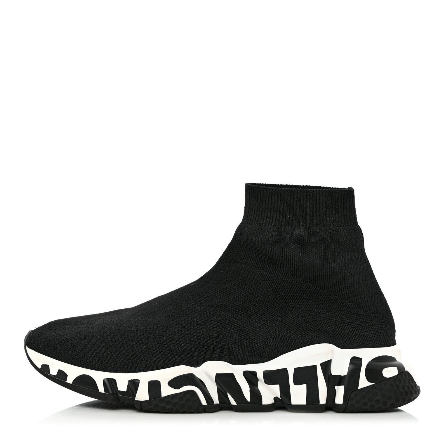 Balenciaga Neoprene Knit Speed Graffiti Sneakers 39 Black White 1 of 12