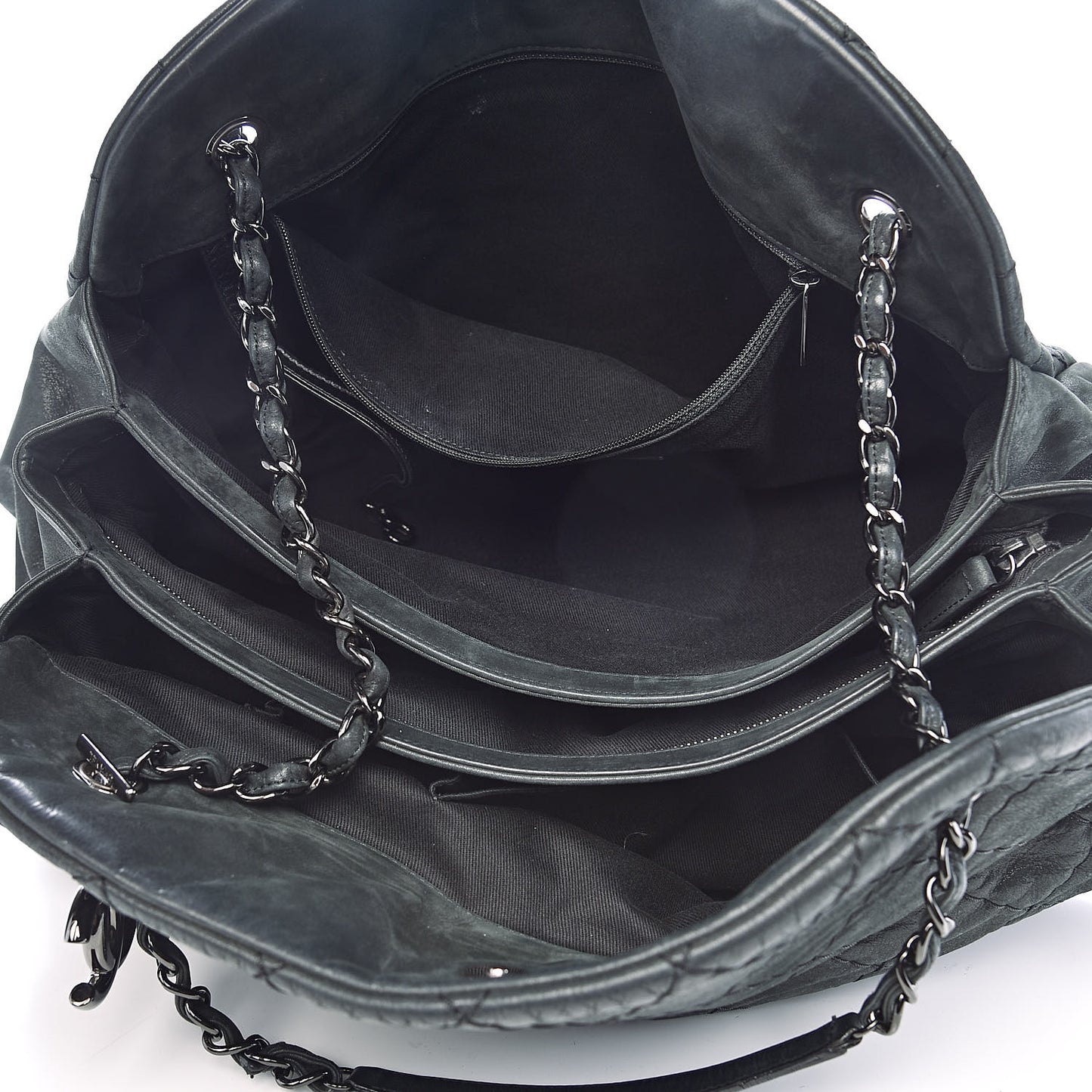 Iridescent Calfskin Extra Large Just Mademoiselle Bowling Bag Black
