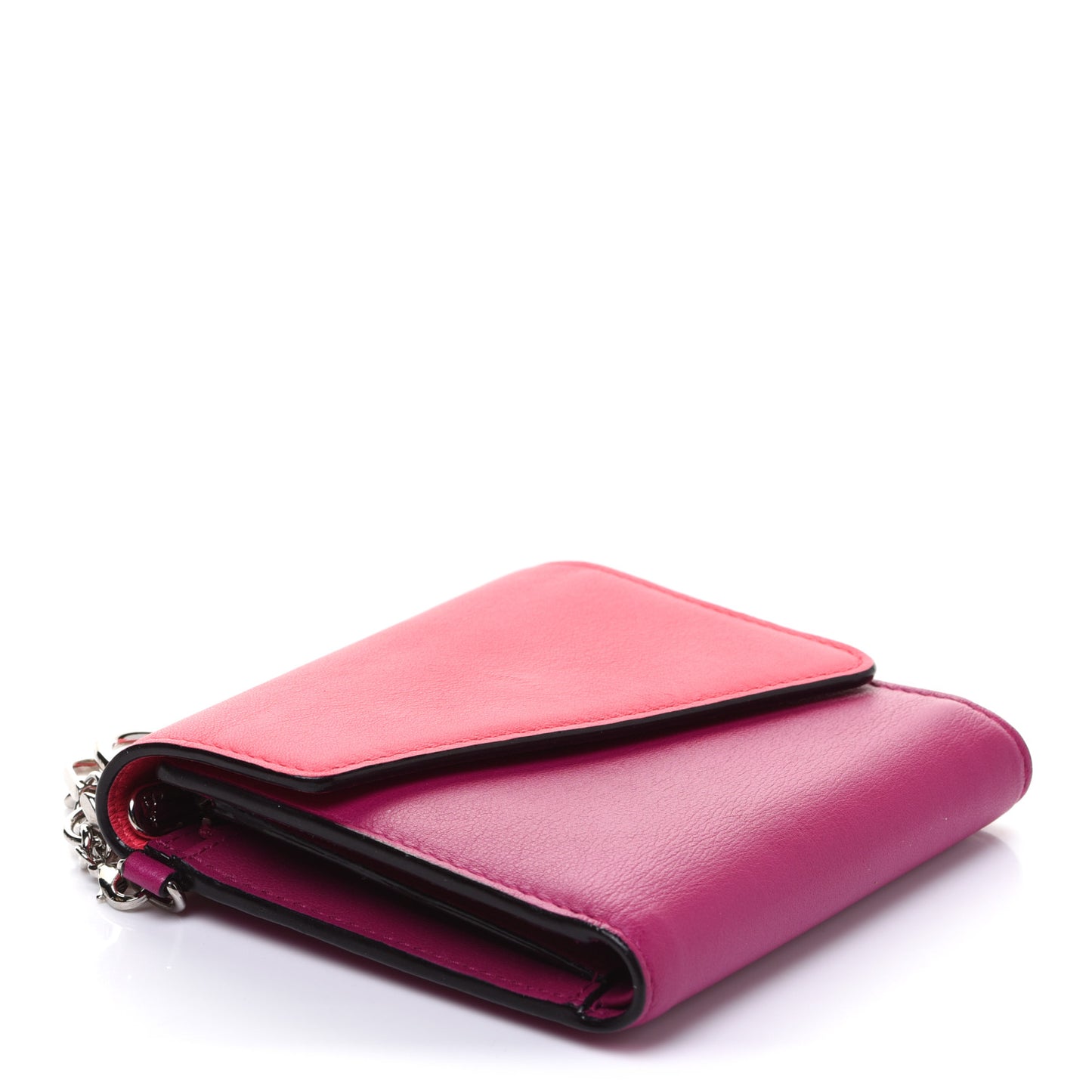 Smooth Calfskin Bi-Color Diorissimo Envelope Wallet Toxic Purple Pink