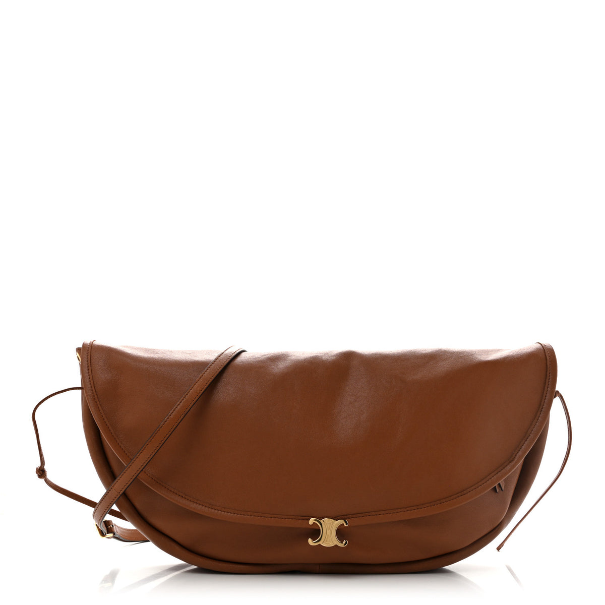 Shiny Lambskin Soft Triomphe Little Half Moon Bag Brick