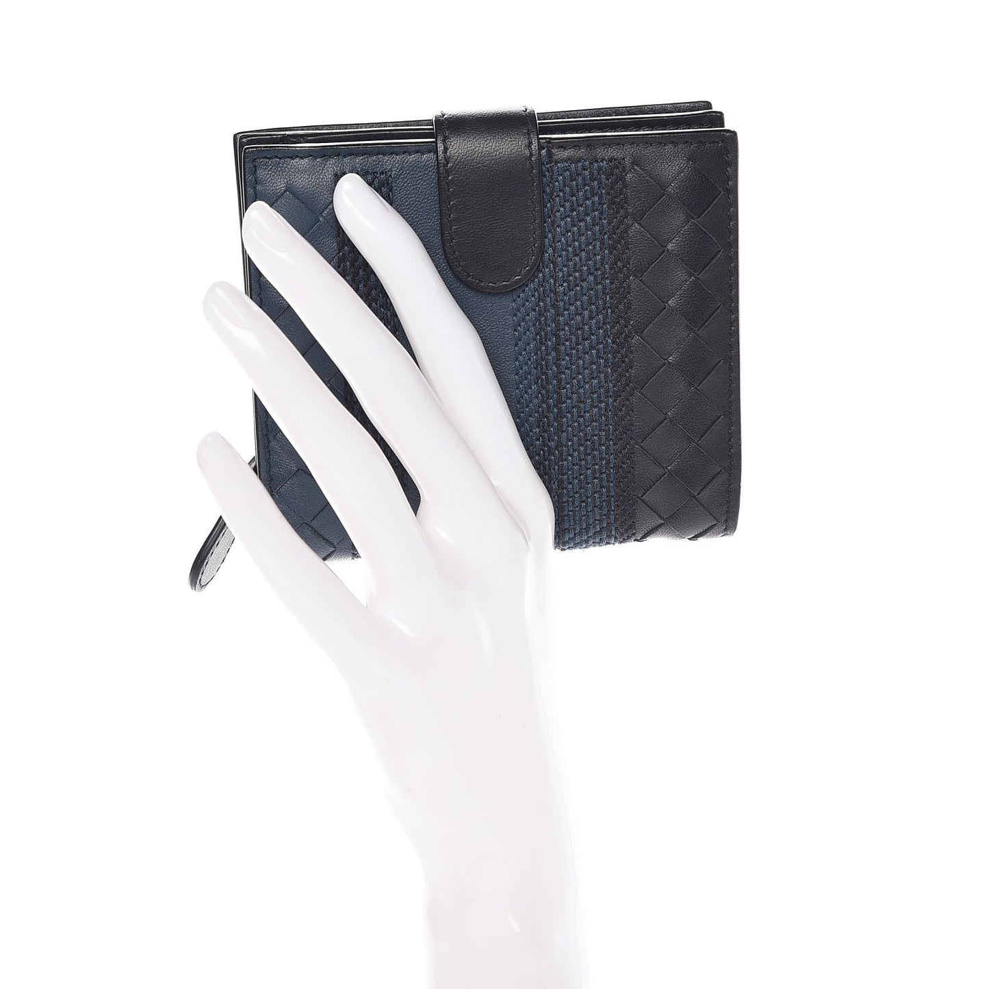 Nappa Intrecciato Stitched French Flap Wallet Tourmaline Denim Krim