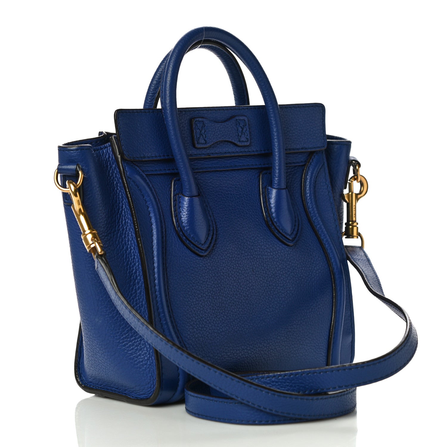 Celine Drummed Calfskin Nano Luggage Indigo 3 of 11