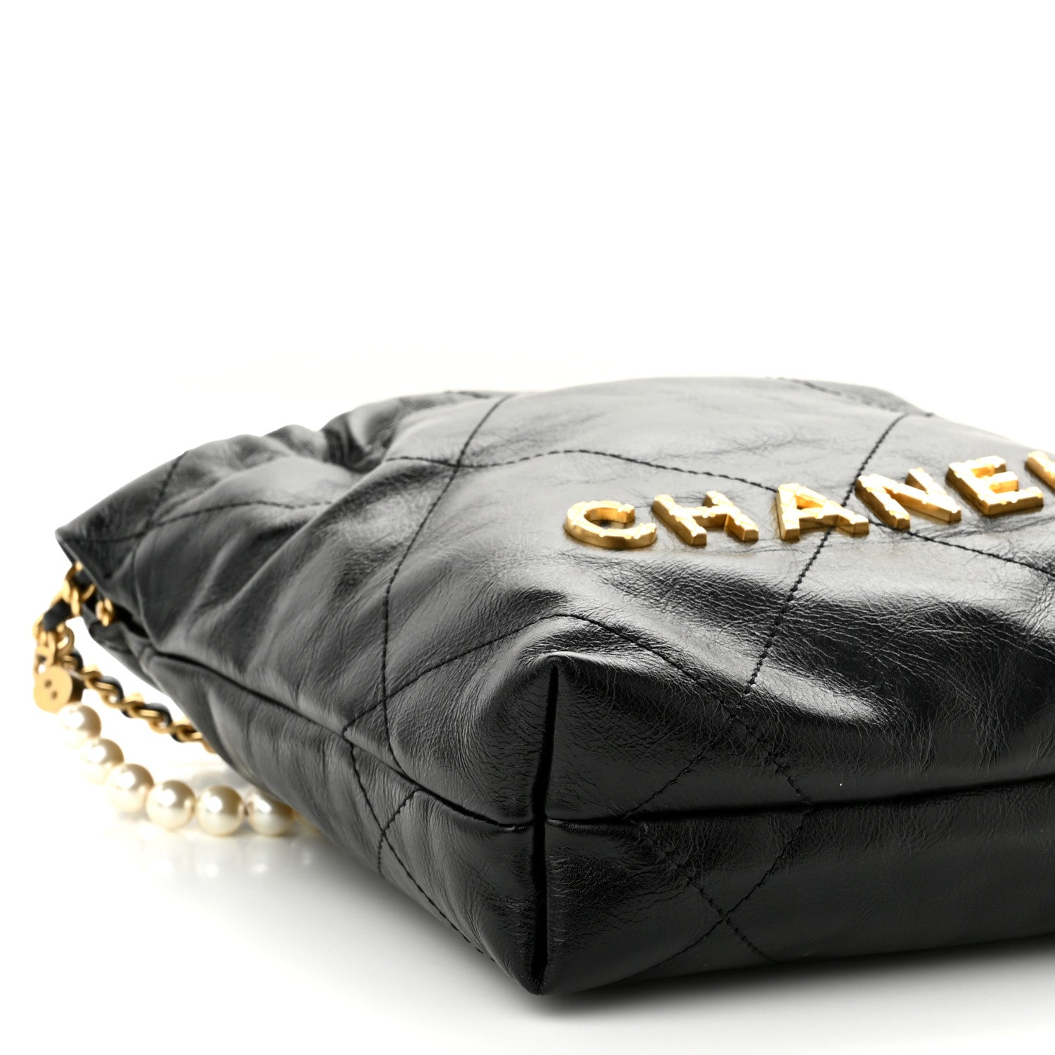 Chanel Shiny Crumpled Calfskin Quilted Pearl Mini Chanel 22 Black 9 of 10