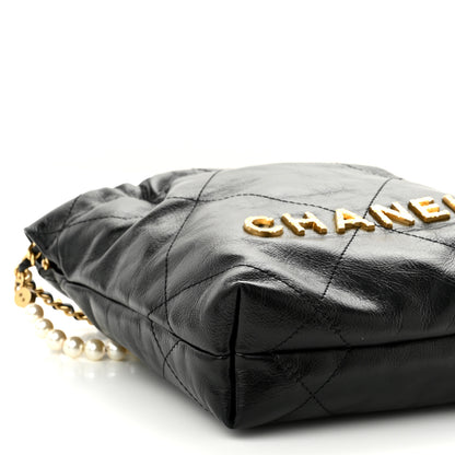 Chanel Shiny Crumpled Calfskin Quilted Pearl Mini Chanel 22 Black 9 of 10
