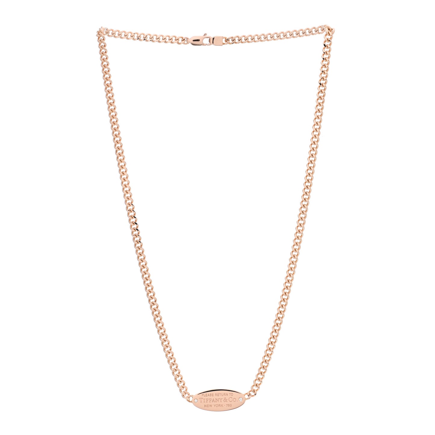 18K Rose Gold Diamond Return To Tiffany Oval ID Necklace