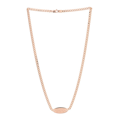 Tiffany 18K Rose Gold Diamond Return To Tiffany Oval ID Necklace 3 of 5
