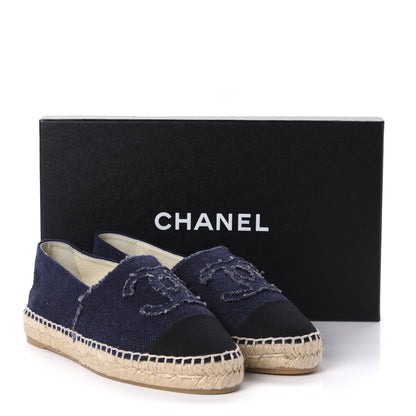 Chanel Linen CC Espadrilles 37 Blue Black 11 of 11