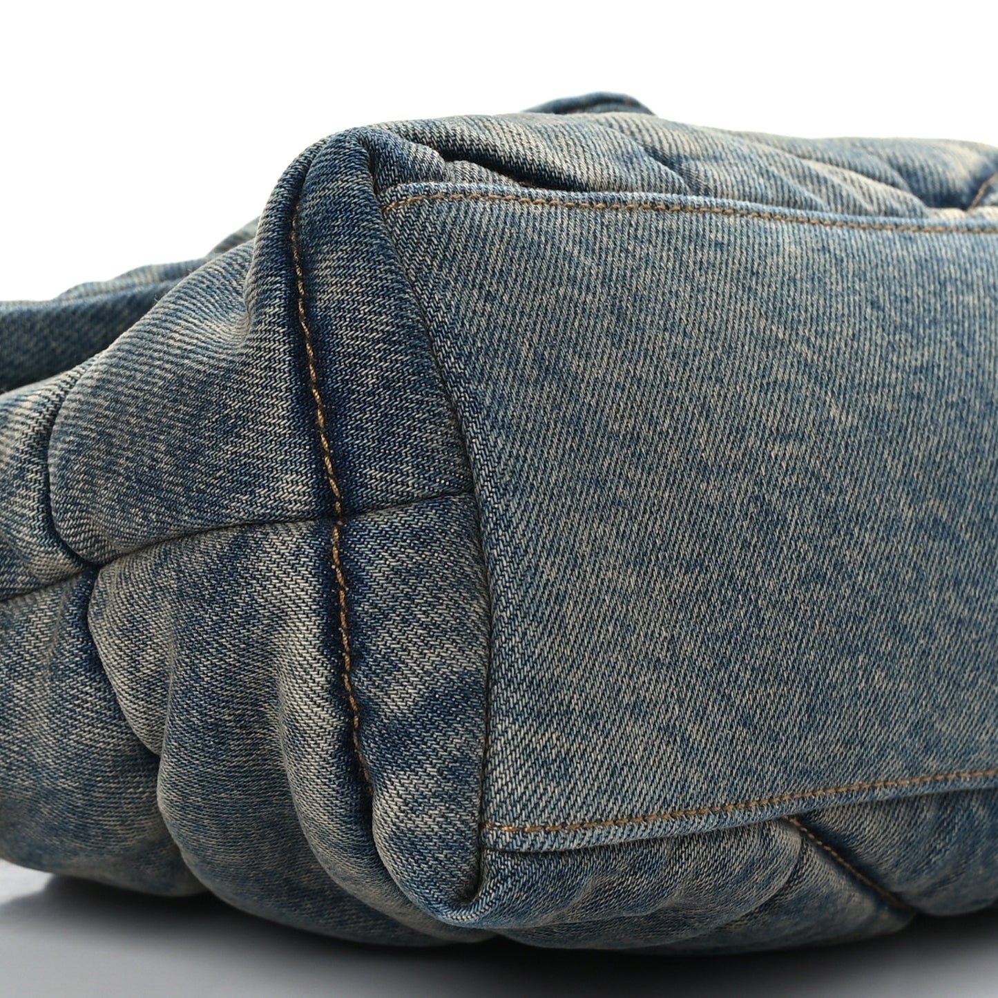 Denim Quilted Small Loulou Puffer Monogram Chain Satchel Blue Cinnamon