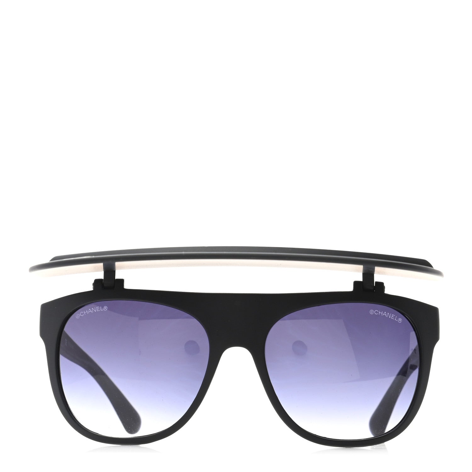 Chanel Acetate Visor Sunglasses 71046 Matte Black 2 of 8