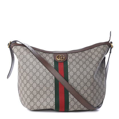 Gucci GG Supreme Monogram Web Ophidia Half Moon Hobo Brown 1 of 8