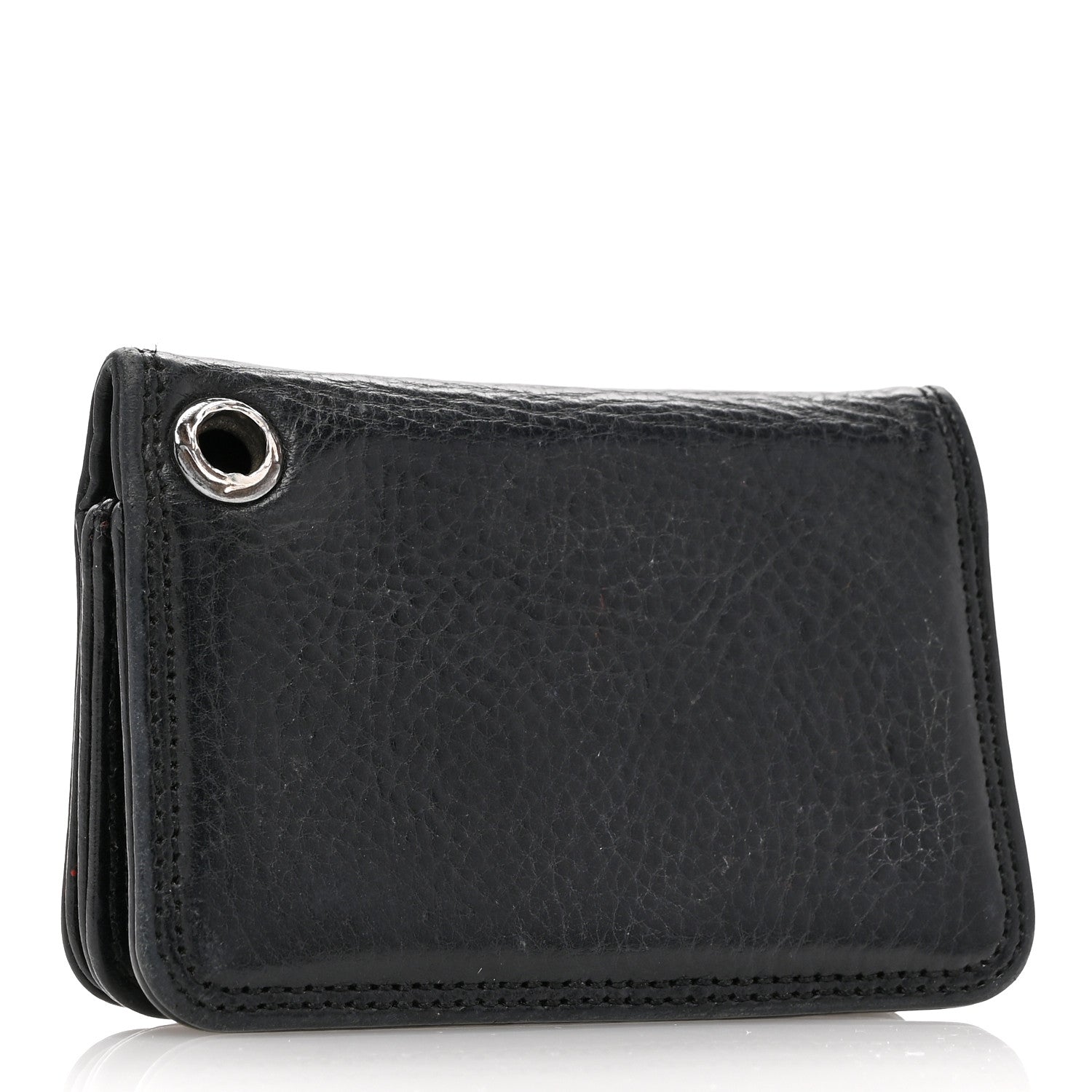 Chrome Hearts Grained Calfskin Grommet Card Holder Black 3 of 9